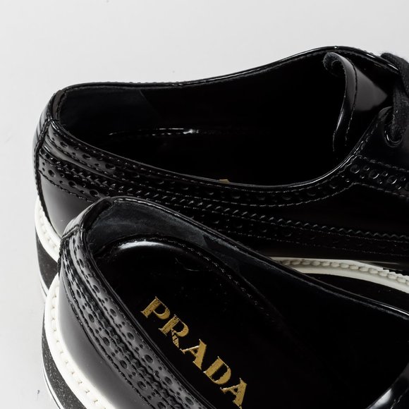 *SOLD* Prada Black Leather Platform Brogues - Picture 9 of 9